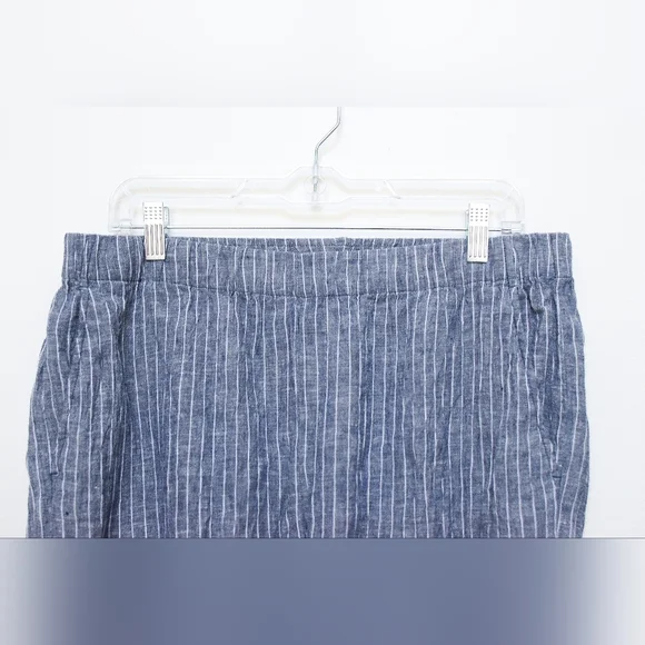 Eileen Fisher Puckered Organic Linen Wide Leg Pants Striped 100% Linen Size LP - Picture 5 of 10